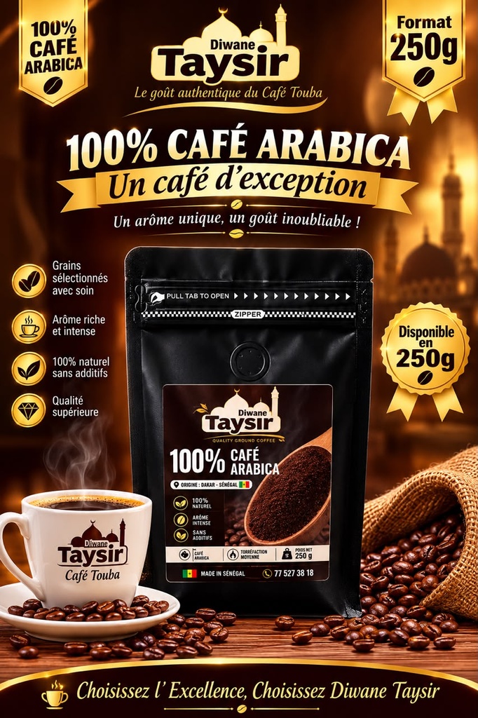 CAFE 100% ARABICA MOULU 250G